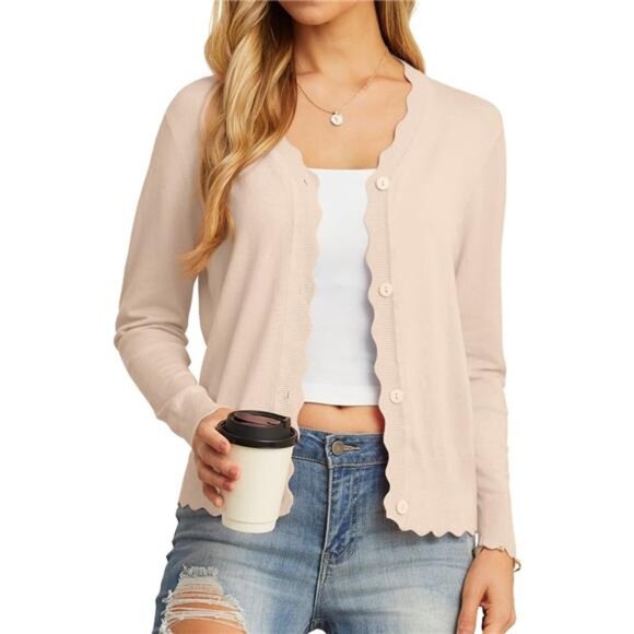 New With Tags Sweaters - NEW Women's Long Sleeve V-Neck Button Down Cardigan Knit Shrugs Sweater